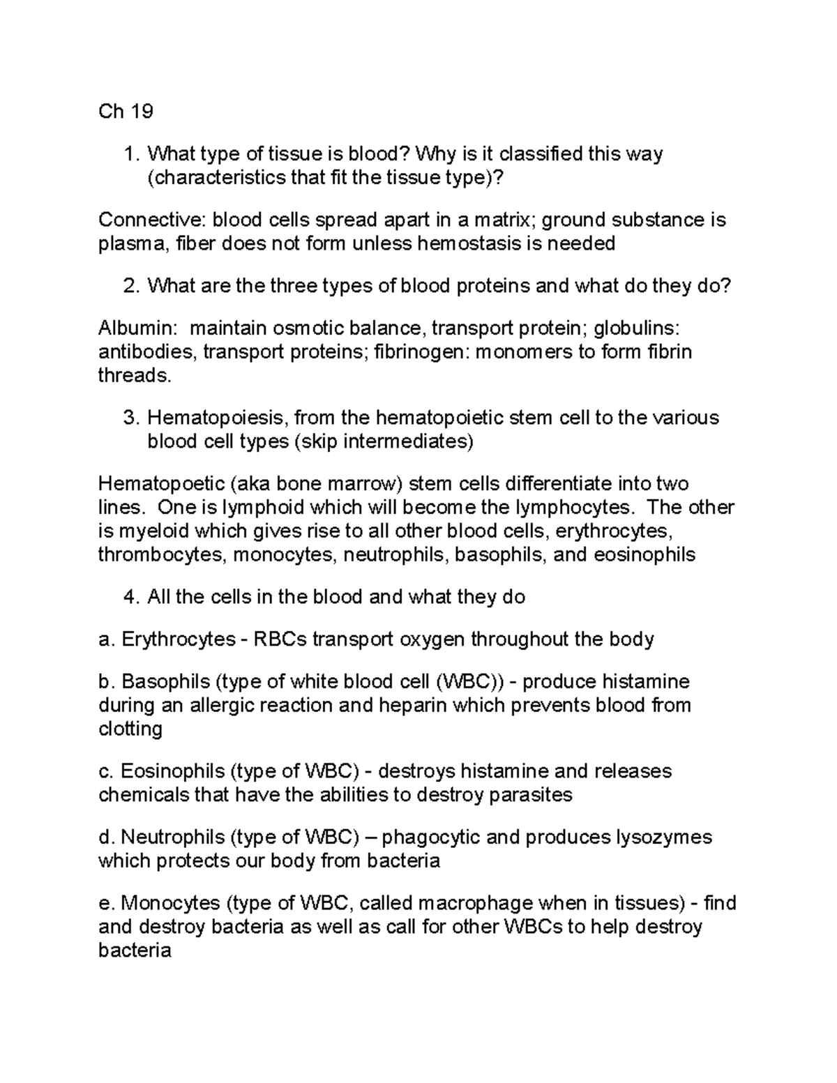 Anatomy 202: Blood Test 2 Review and Key Concepts - Studocu