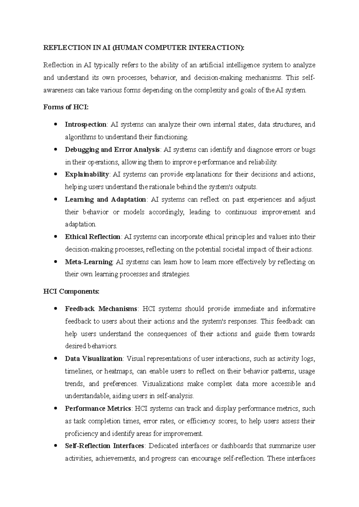Unit V - Notes - REFLECTION IN AI (HUMAN COMPUTER INTERACTION ...