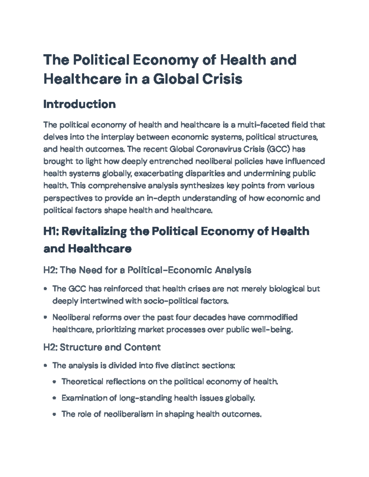 The Political Economy of Health & Healthcare: Insights from GCC ...