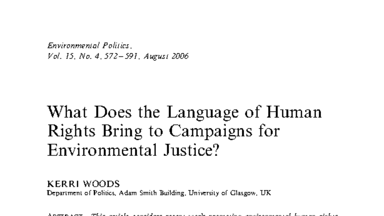 Human Rights Language in Environmental Justice Campaigns (POL 101 ...