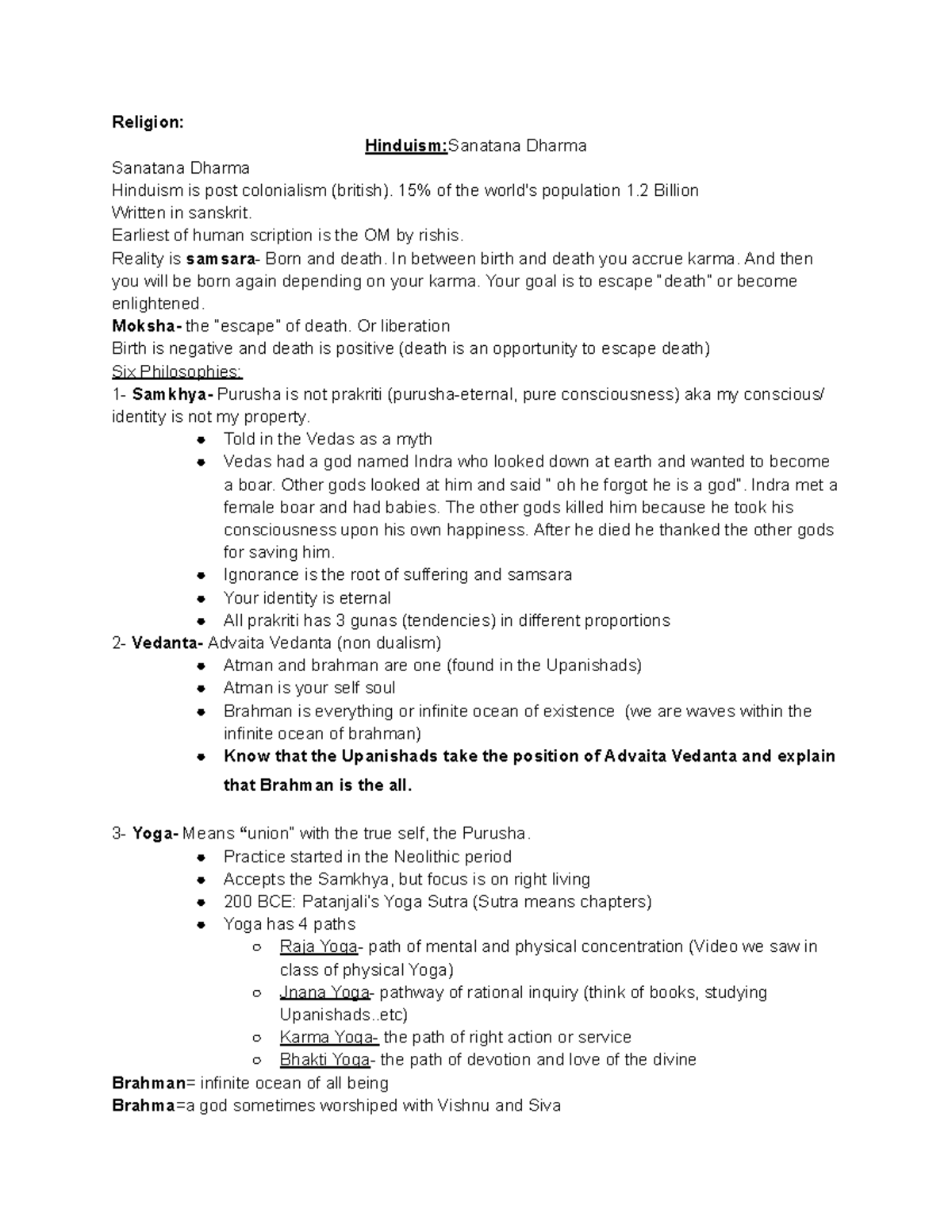 Hinduism Notes - Religion: Hinduism:Sanatana Dharma Sanatana Dharma ...