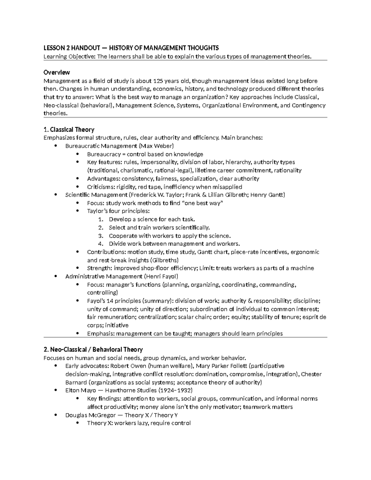 Chapter 2: The Evolution of Management Theories and Approaches - Studocu