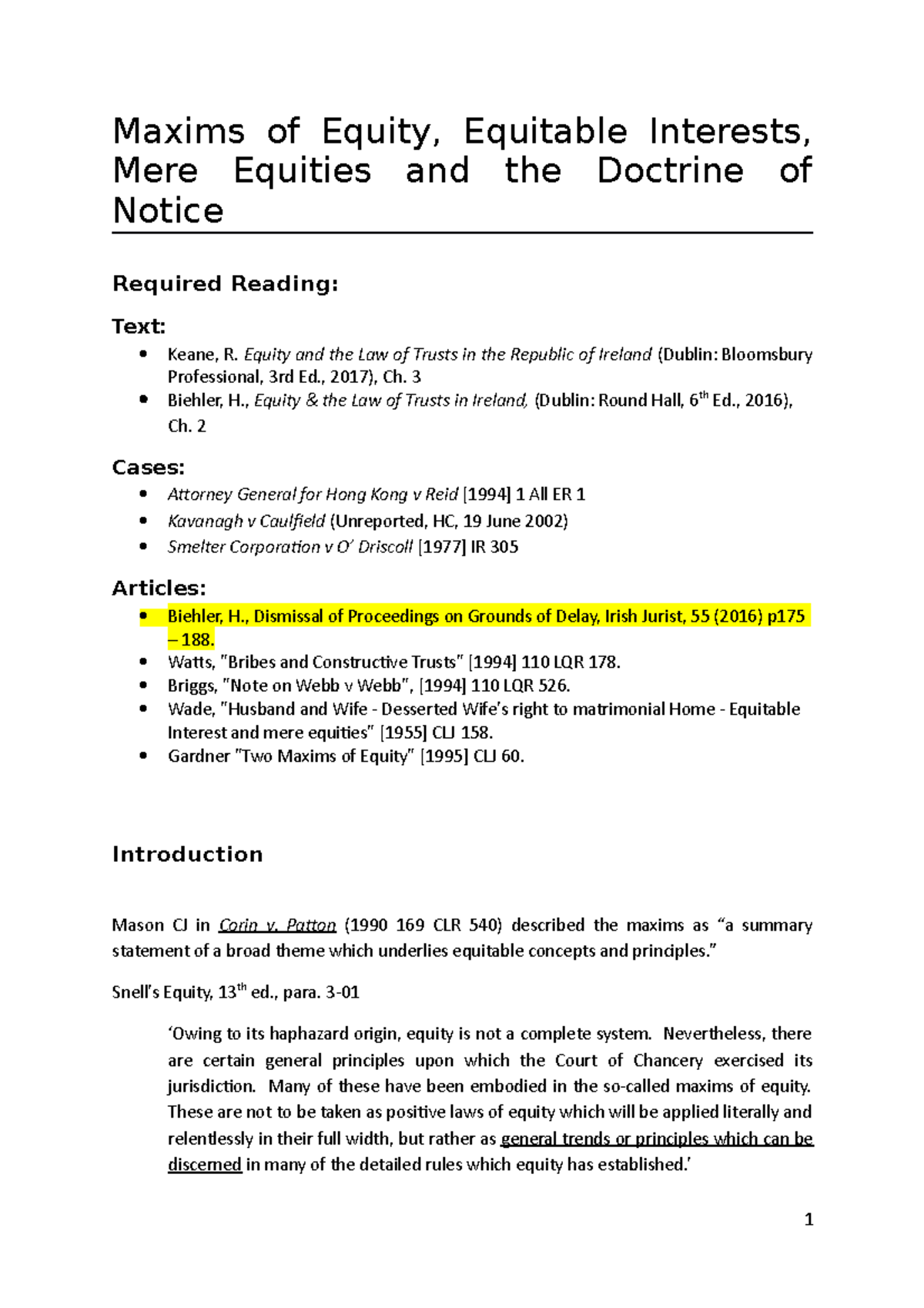 Maxims of Equity - Equity and the Law of Trusts in the Republic of ...