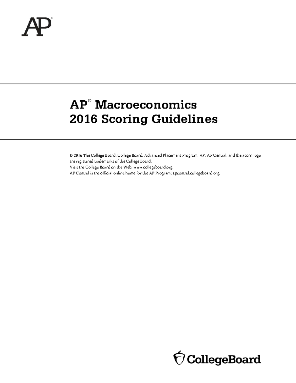 AP Macroeconomics 2016 Scoring Guidelines for Exam Evaluation - Studocu