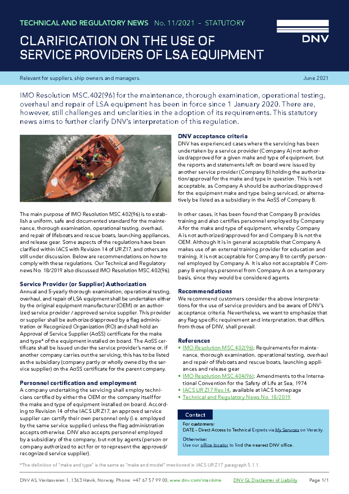 Technical Regulatory News No. 11/2021: Clarifications on LSA Equipment ...