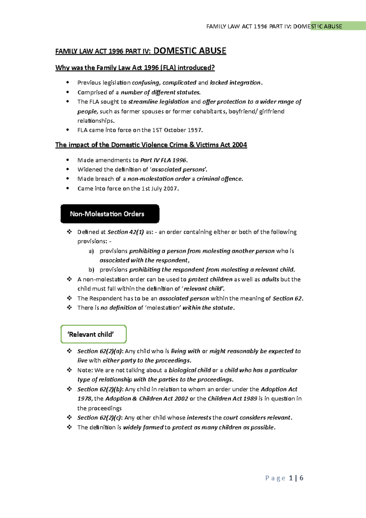 Family Law Act 1996: Understanding Domestic Abuse & Non-Molestation ...