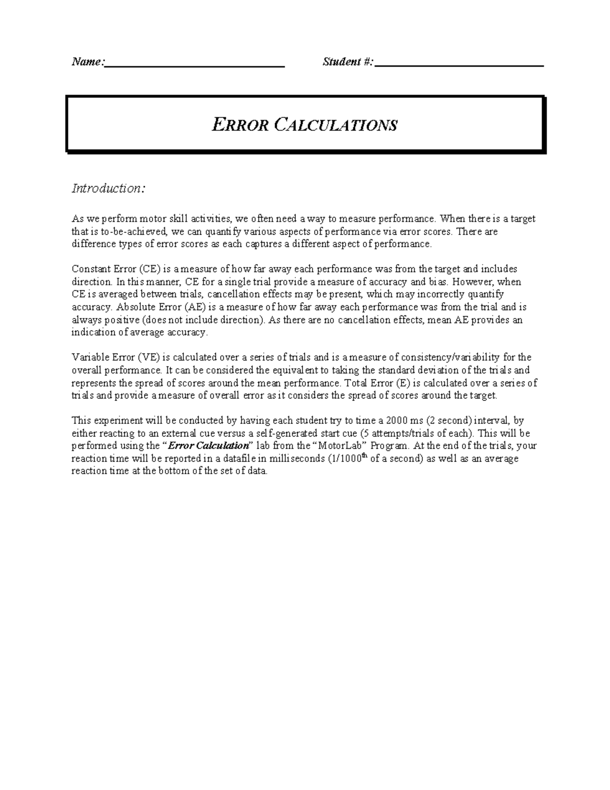 Error Analysis Lab Activity - 2022 - Studocu