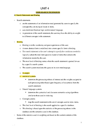 Unit 3 irs - Irs notes - UNIT 3 Classes of Automatic Indexing ⇒ ...