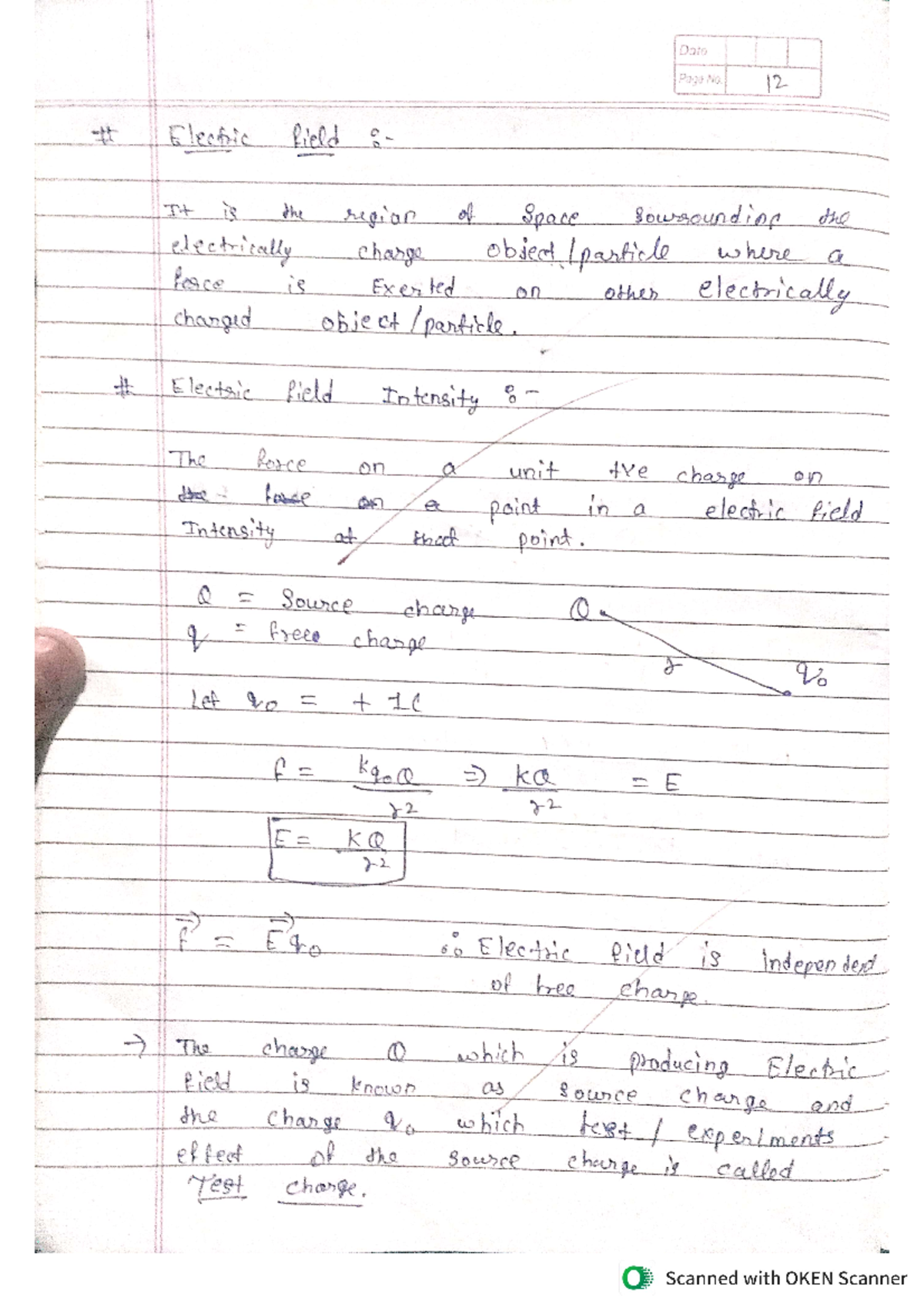 Physics Notes: Electric Fields and Dipoles - Key Concepts - Studocu