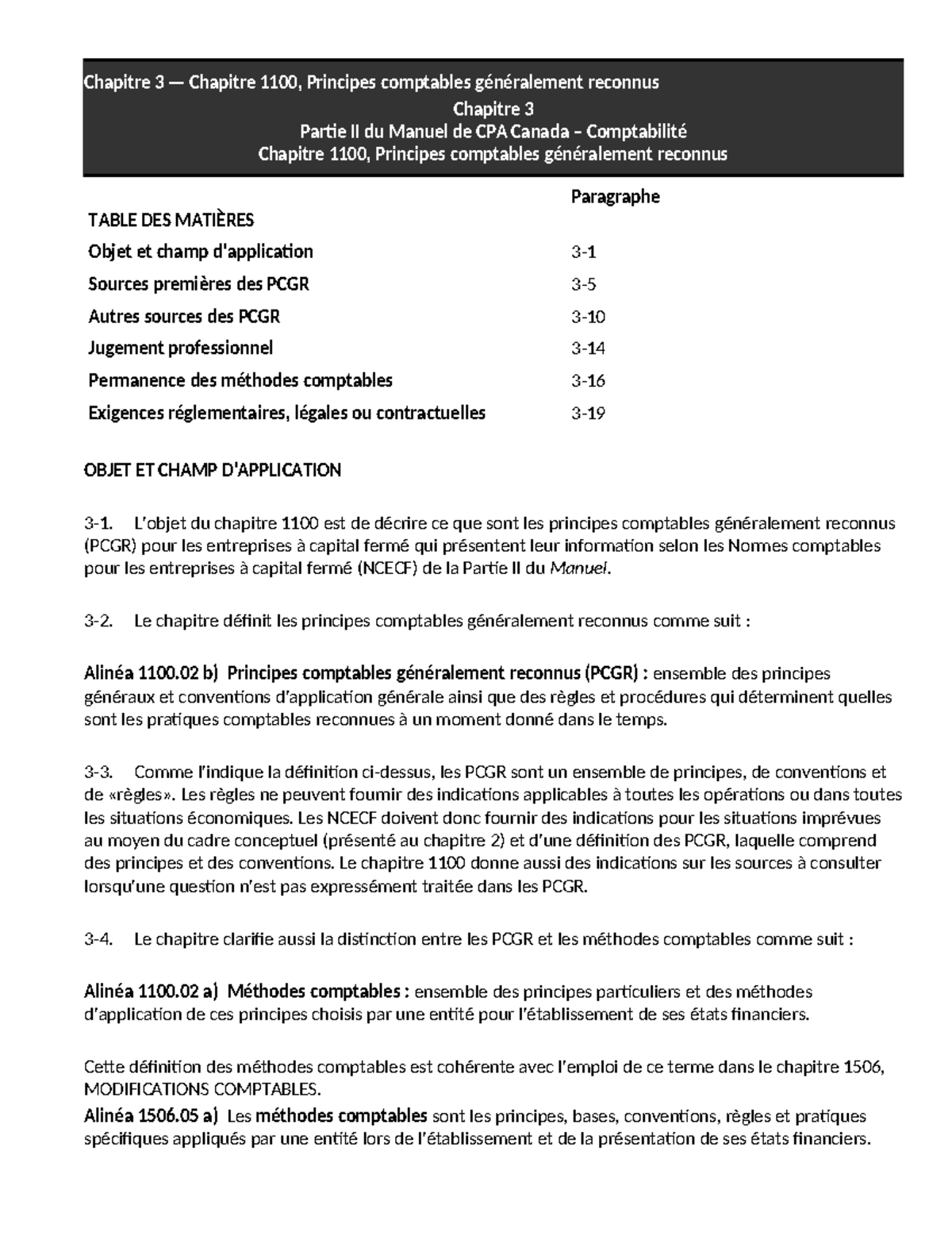 Chapitre 1100 - Principes Comptables Généraux (PCGR) - Manuel CPA 2024 ...