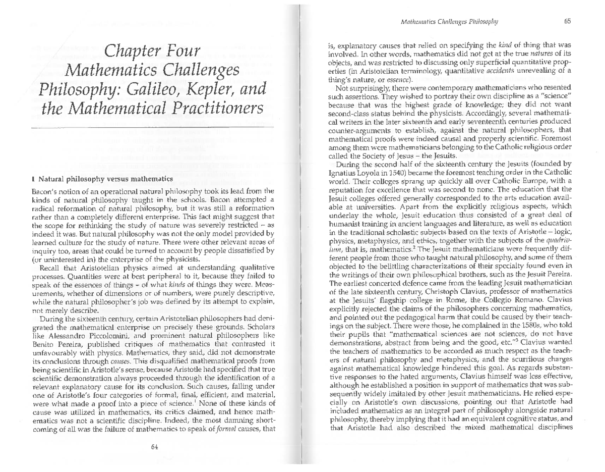 Mathematics Challenges Philosophy 65: Chapter Four - The Jesuit Defense ...