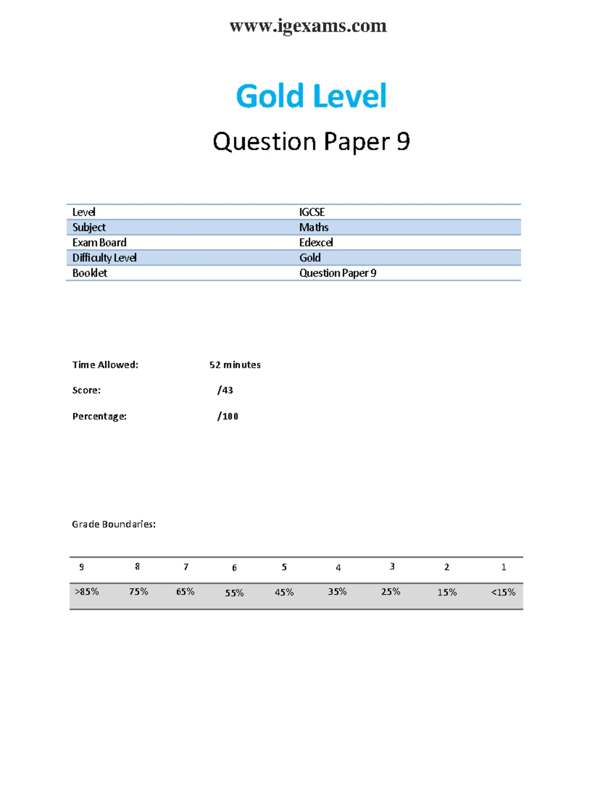 A5 Gold Level Model Answers IGCSE Maths Edexcel Exam Questions - Studocu