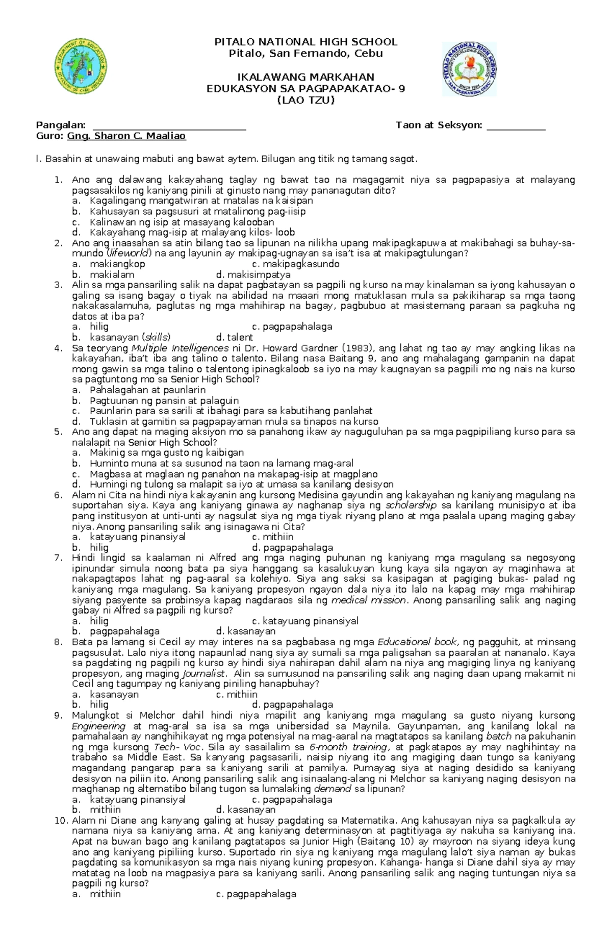 MATATAG Curriculum Training: Classroom Observation Tool Guide - Studocu