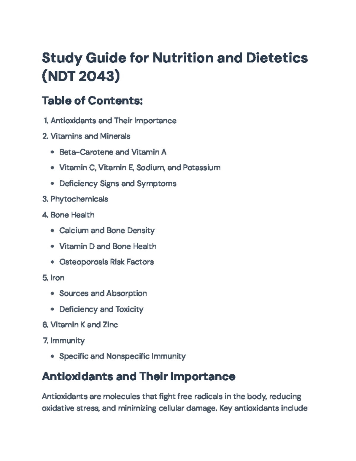 Nutrition and Dietetics Study Guide (NDT 2043) - Study Guide for ...