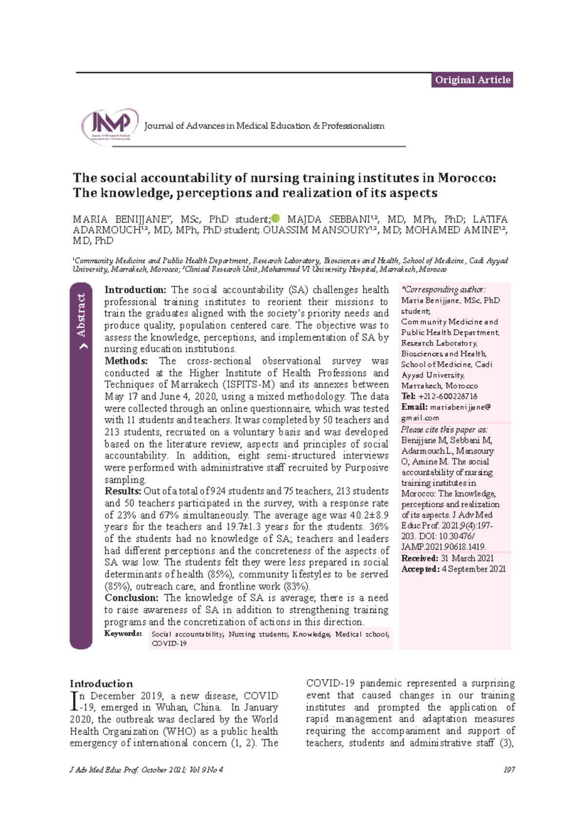 Social Accountability in Nursing Training Institutes: Insights from ...
