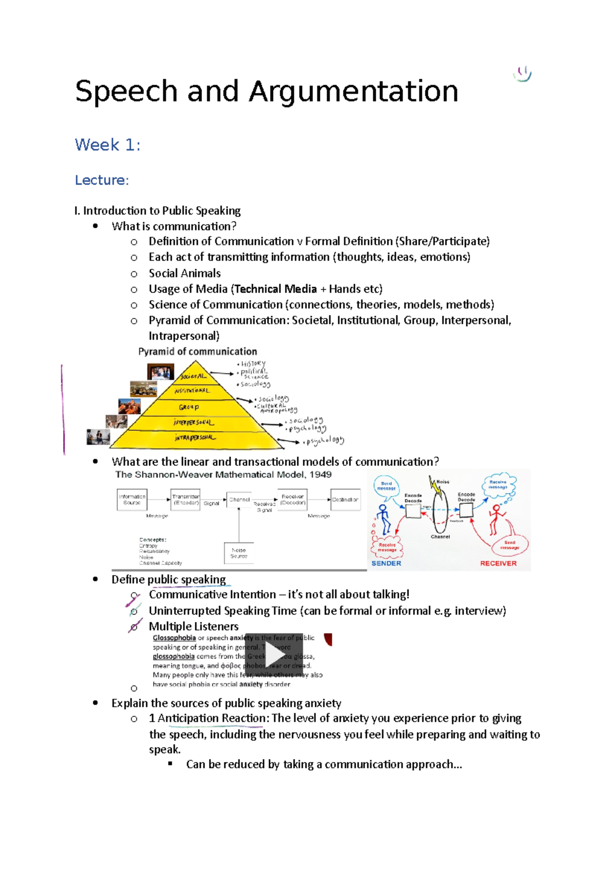 CS2005 collated notes summarised based on lecture - Speech and ...