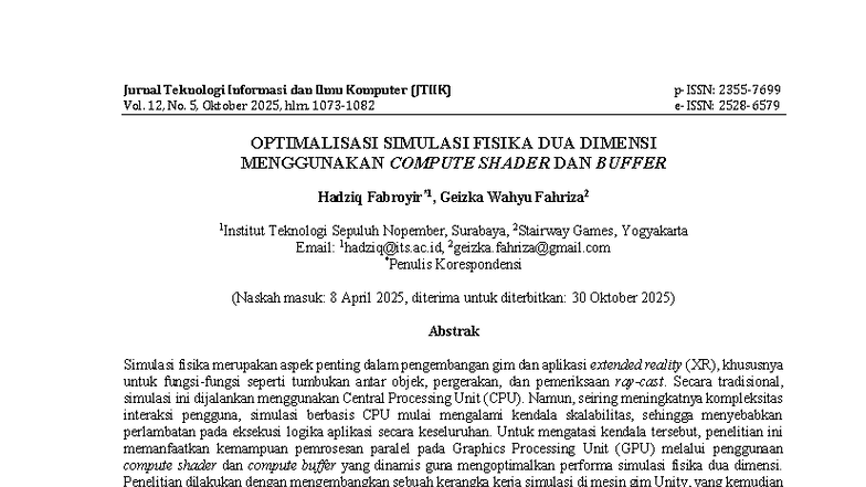Optimalisasi Simulasi Fisika 2D Menggunakan Compute Shader dan Buffer ...