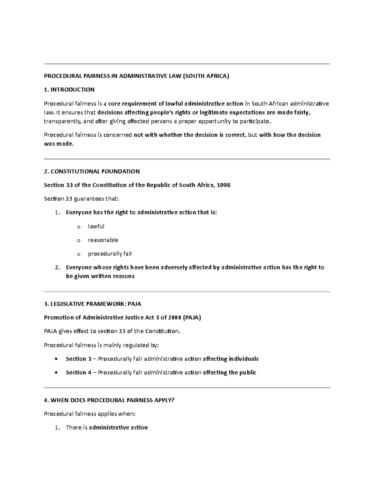 Procedural Fairness in Administrative Law (South Africa) - Overview ...