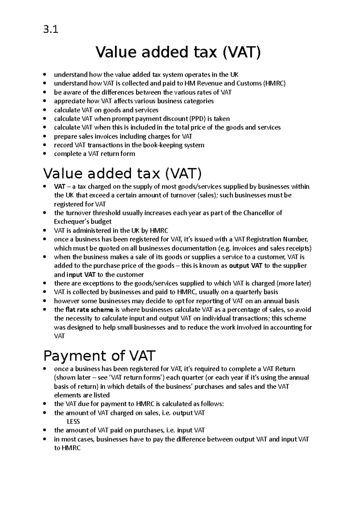 3.1 VAT System Overview - Lecture Notes #13 - Studocu