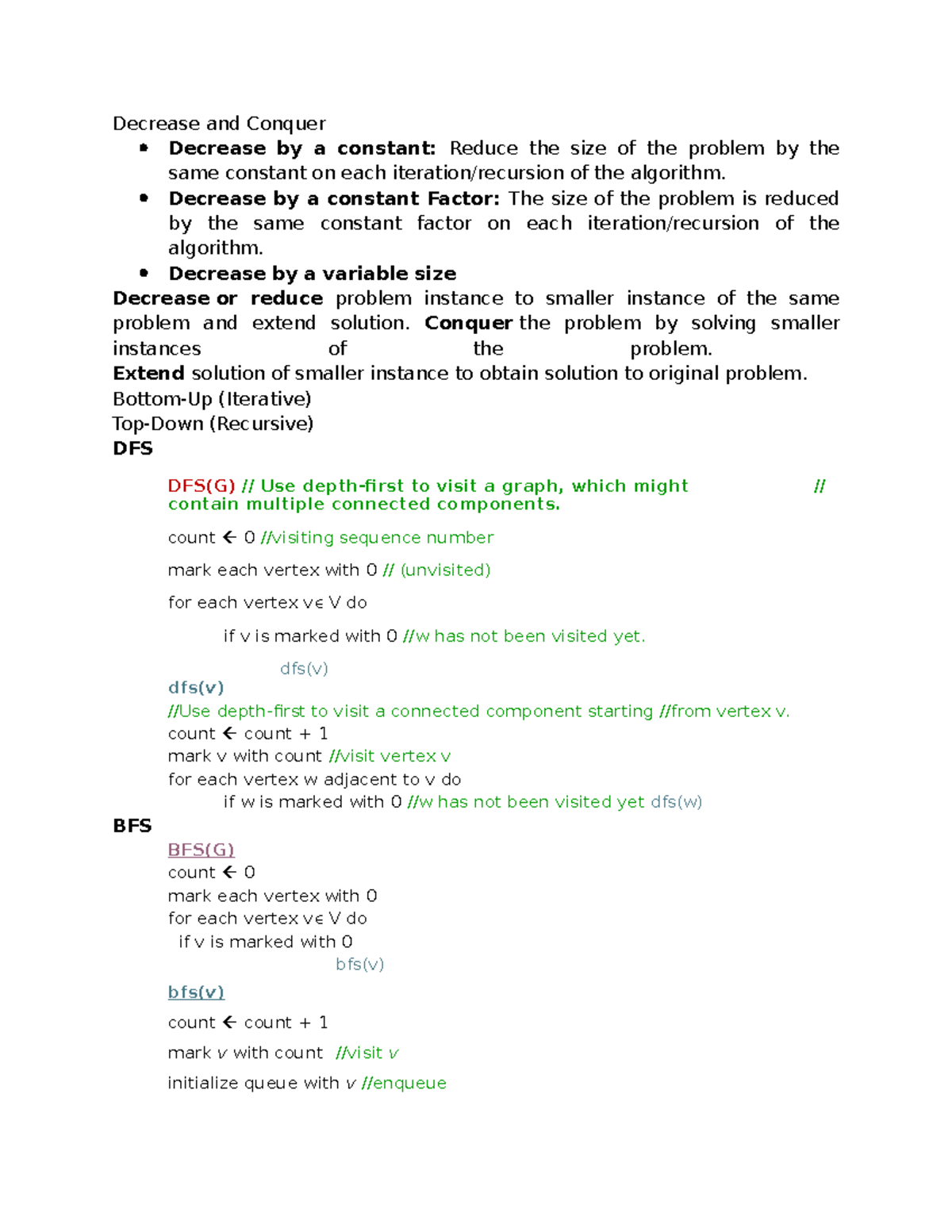 Chap 3 - Decrease and Conquer Algorithms Notes - Studocu