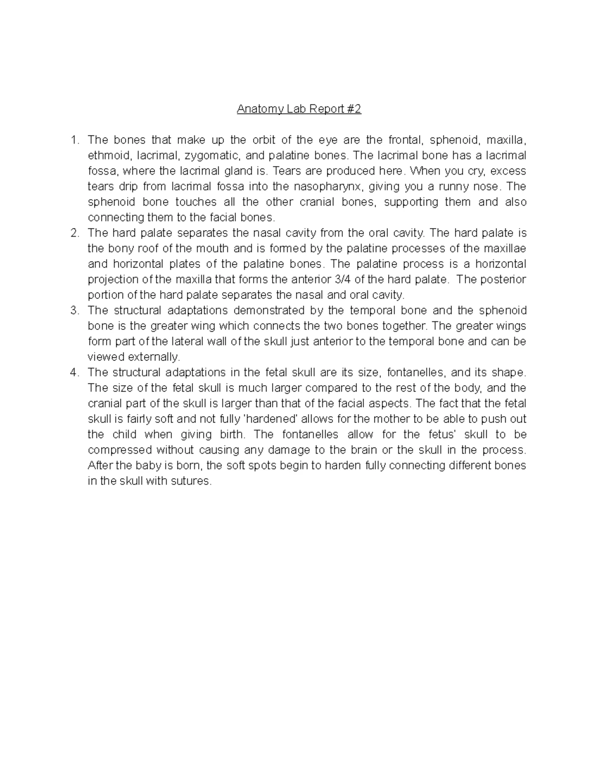 Anatomy Report 13 - Lab Report 1. Cerebrospinal Fluid circulates ...