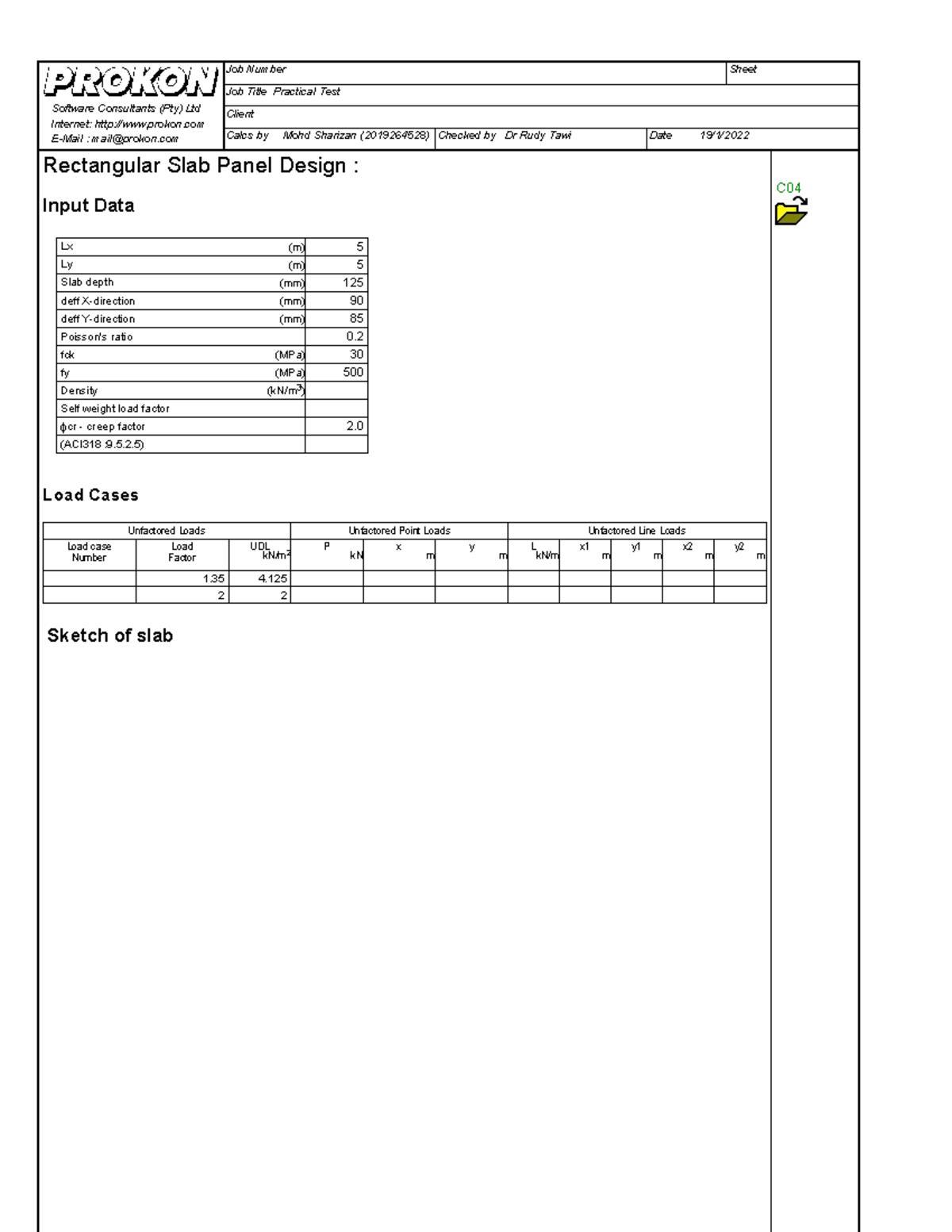 Designing Rectangular Slab Panels using Prokon Software - Details and ...