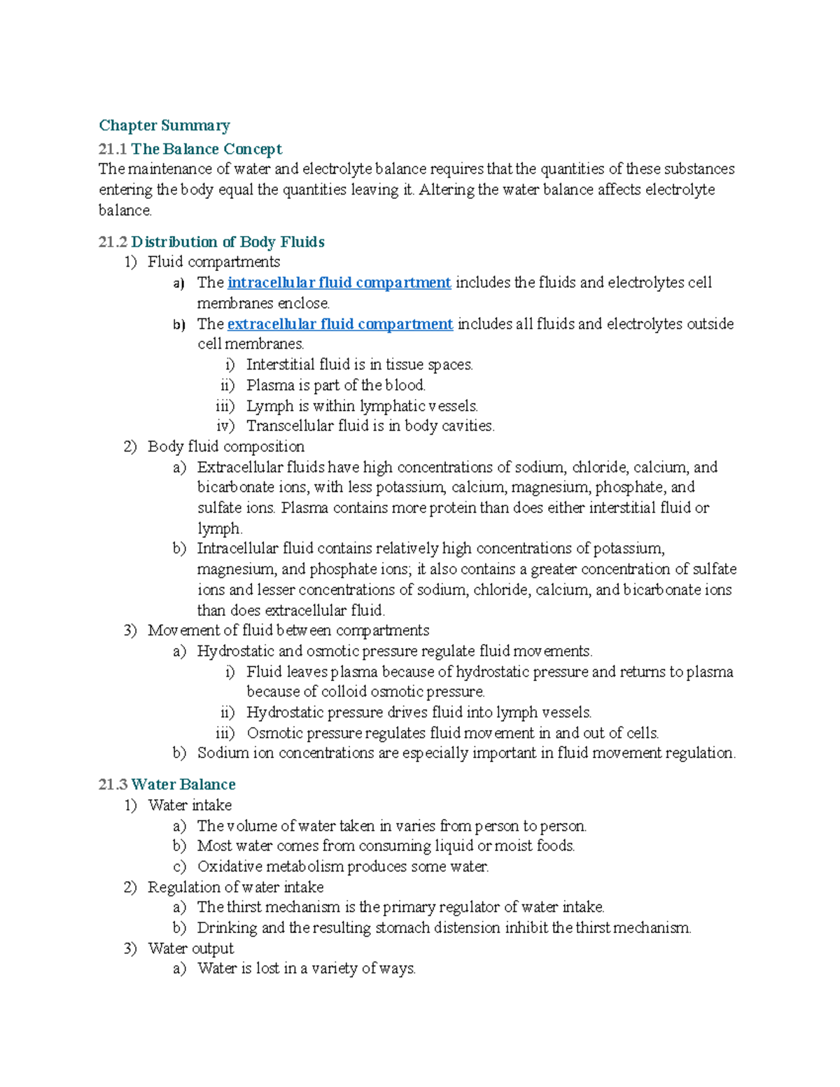 A&P ch. 21 balance system - Chapter Summary 21 The Balance Concept The ...