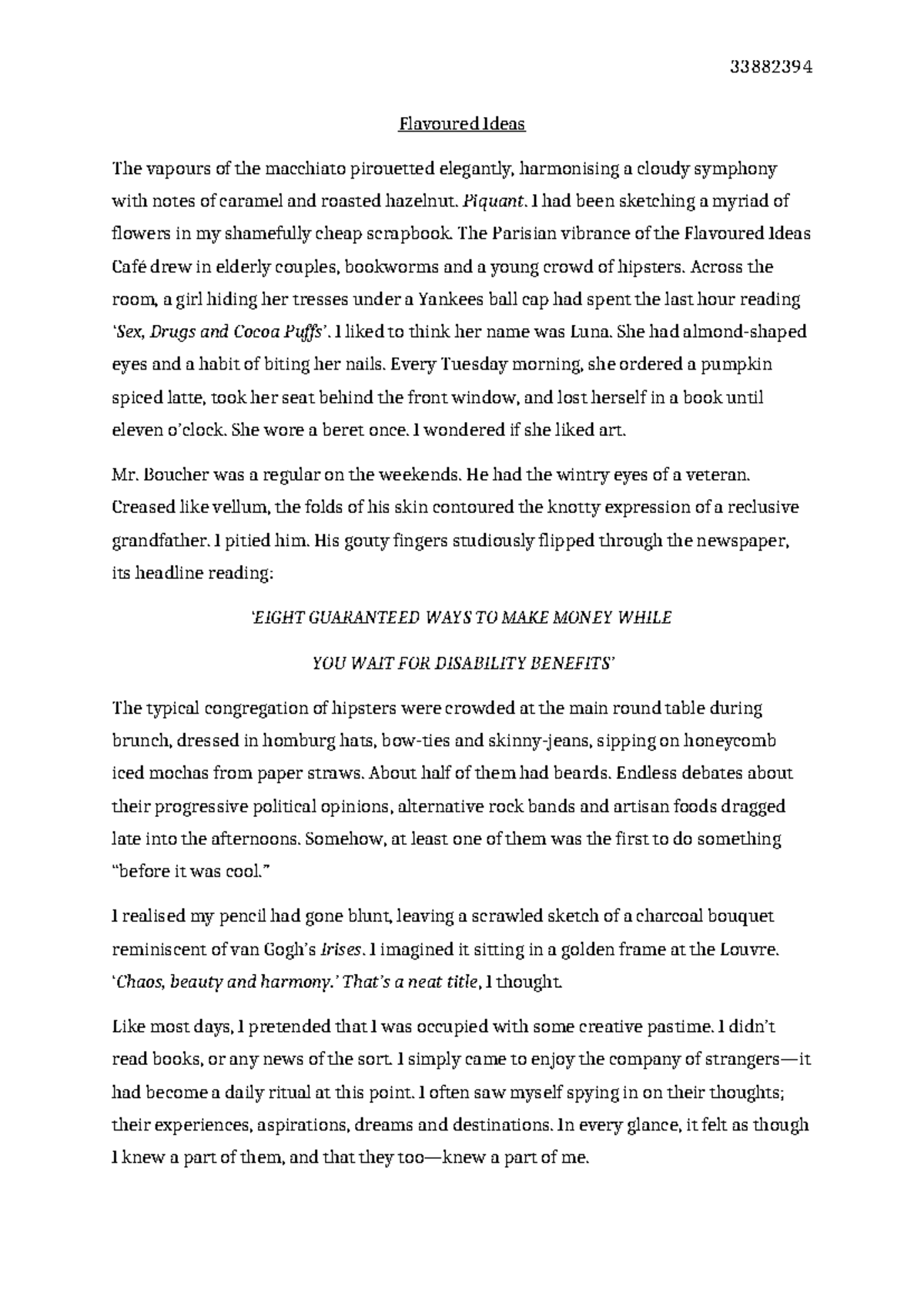 MOD C HSC Creative 11 12 - Trials Exemplar Response on Flavoured Ideas ...
