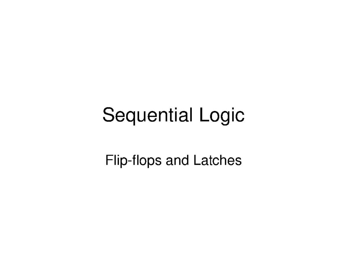 Digital Electronics: Sequential Logic & Flip-Flops Notes - Studocu