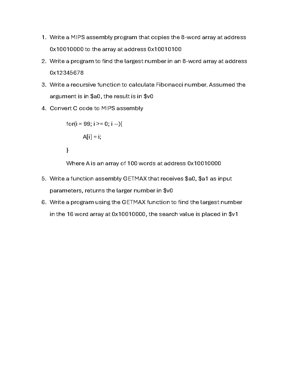 ISA Exercise MIPS Assembly - Write a MIPS assembly program that copies ...