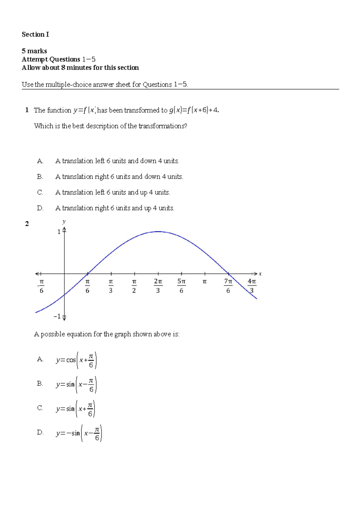 At1 MATH 2024: Year 12 Advanced Calculus Past Paper Questions - Studocu