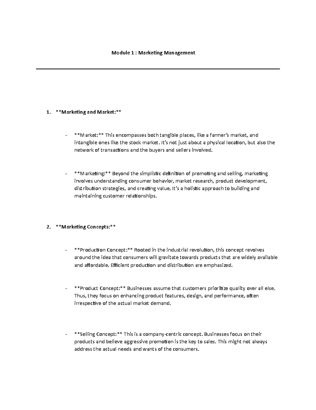 MM Module 1 - Marketing Management Exam Overview - Studocu