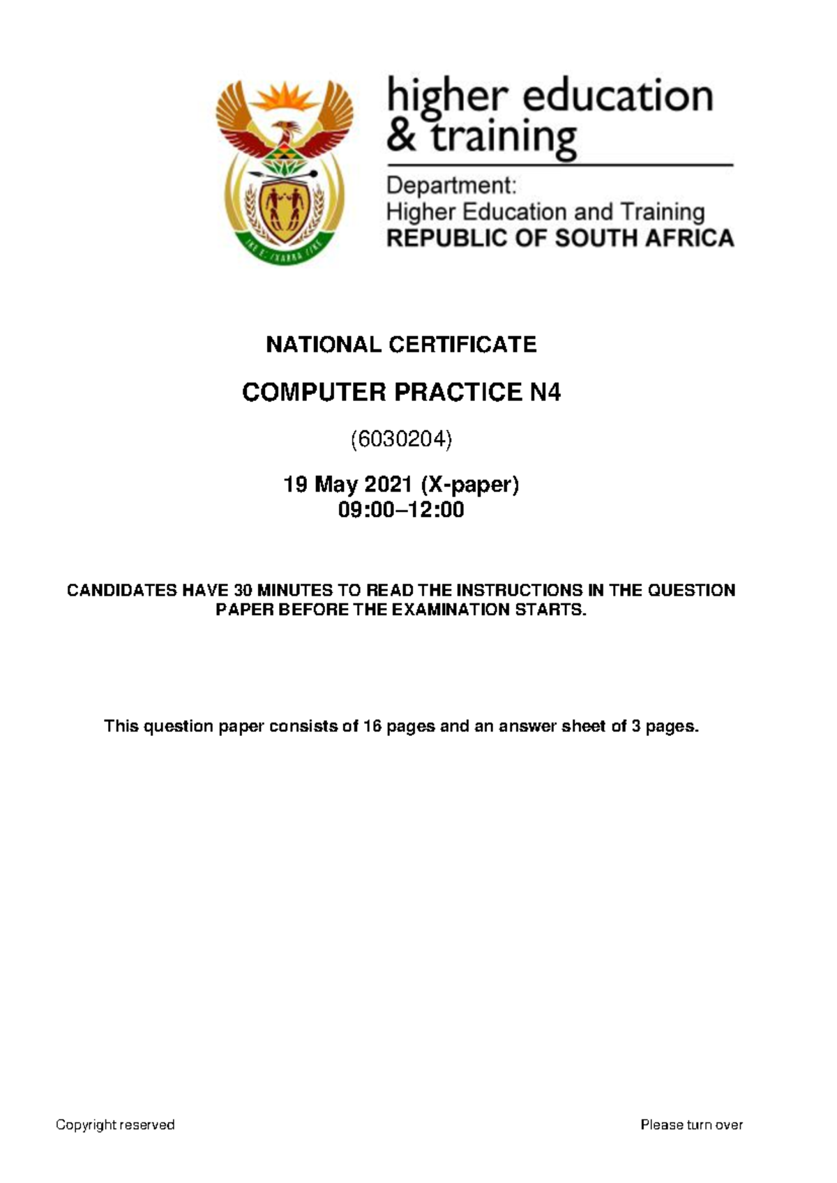 N4 Computer Practice Final Exam Question Paper - June 2021 - Studocu