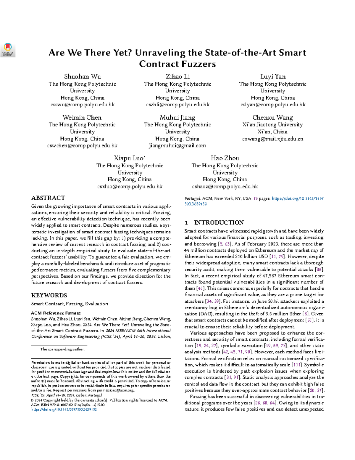 ICSE 2024: Comprehensive Evaluation of Smart Contract Fuzzers - Studocu