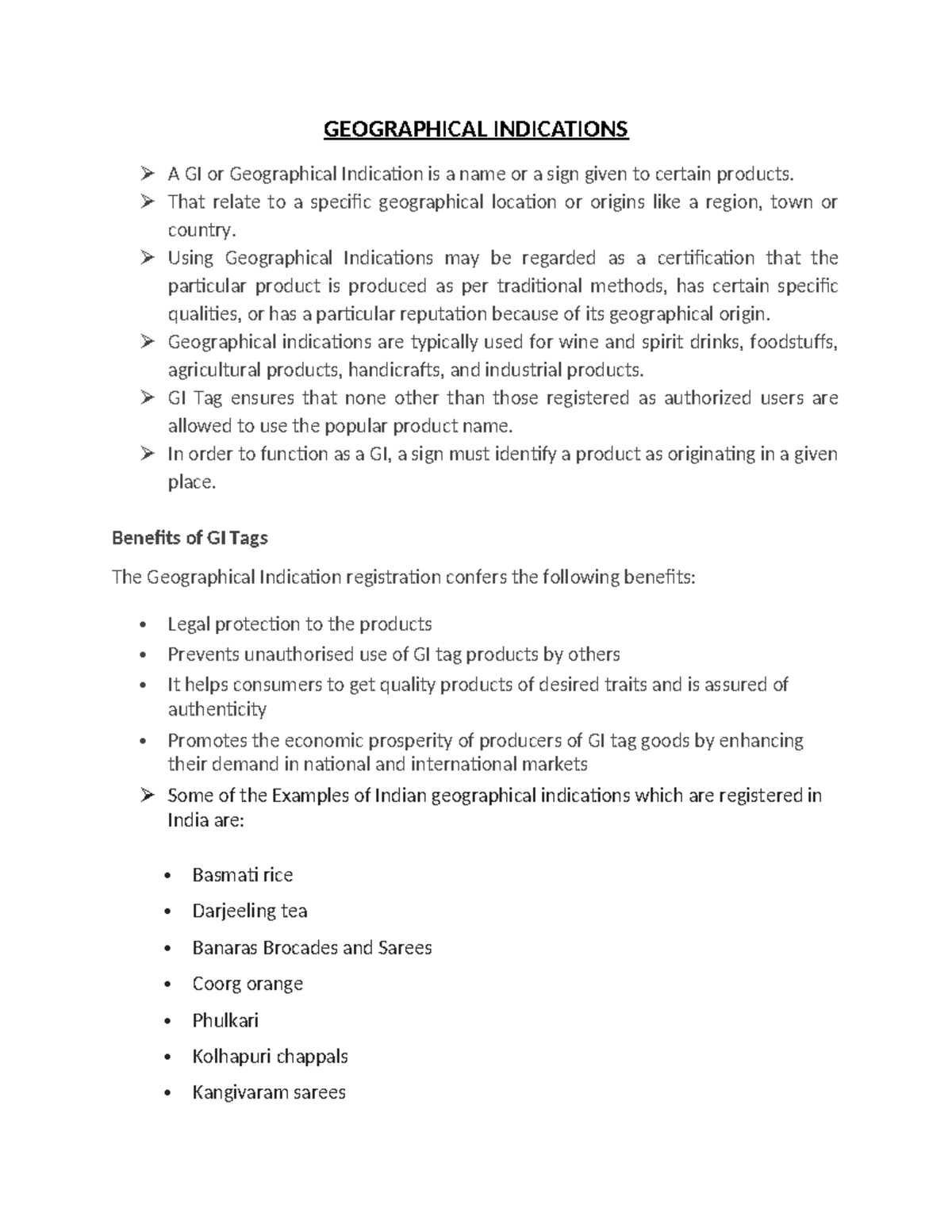 Geographical Indications - That relate to a specific geographical ...