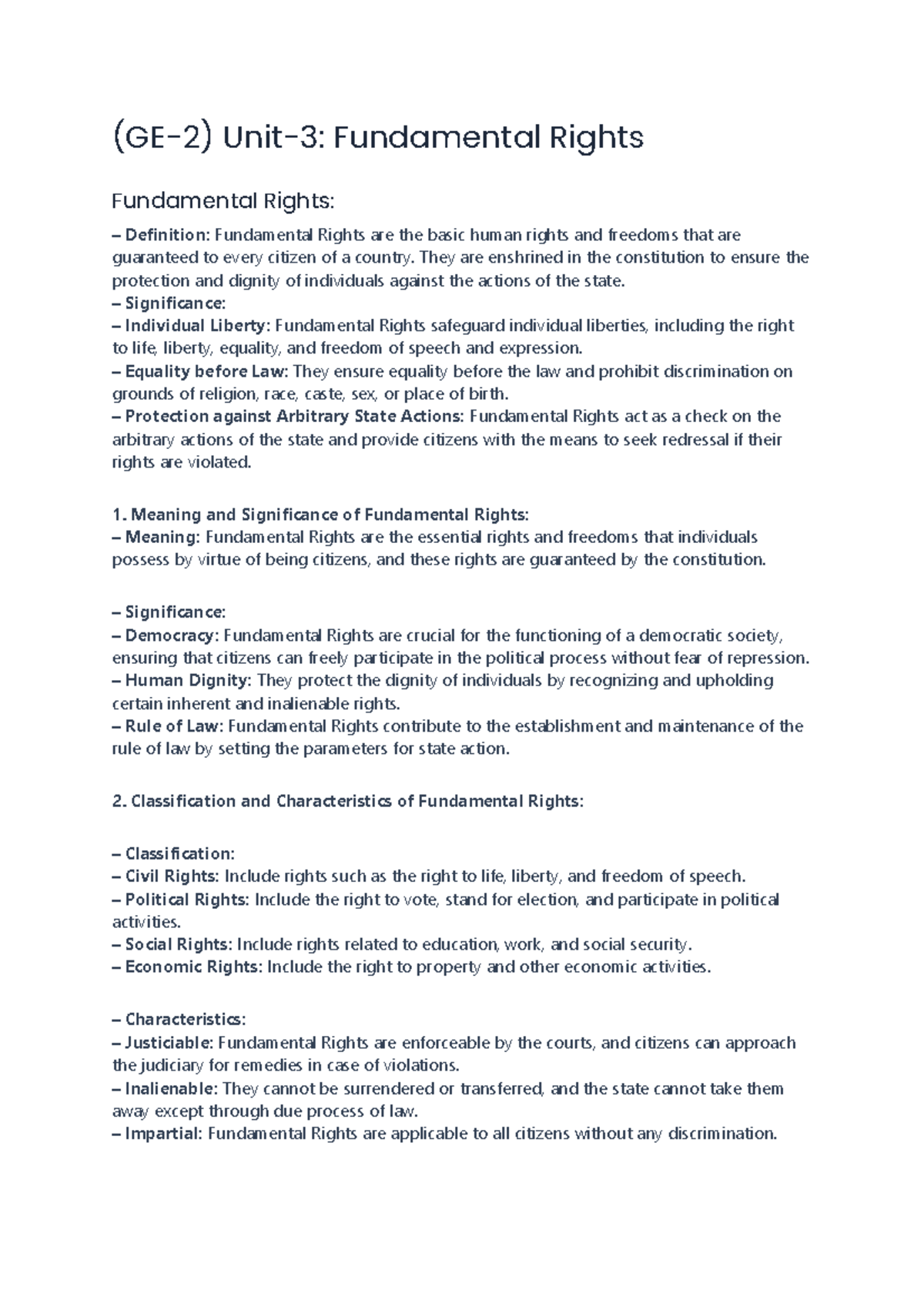GE Unit 3 - Overview of Fundamental Rights in the Indian Constitution ...