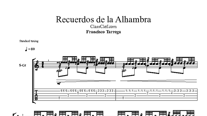 Recuerdos de la Alhambra by Francisco Tarrega - Recuerdos de la ...