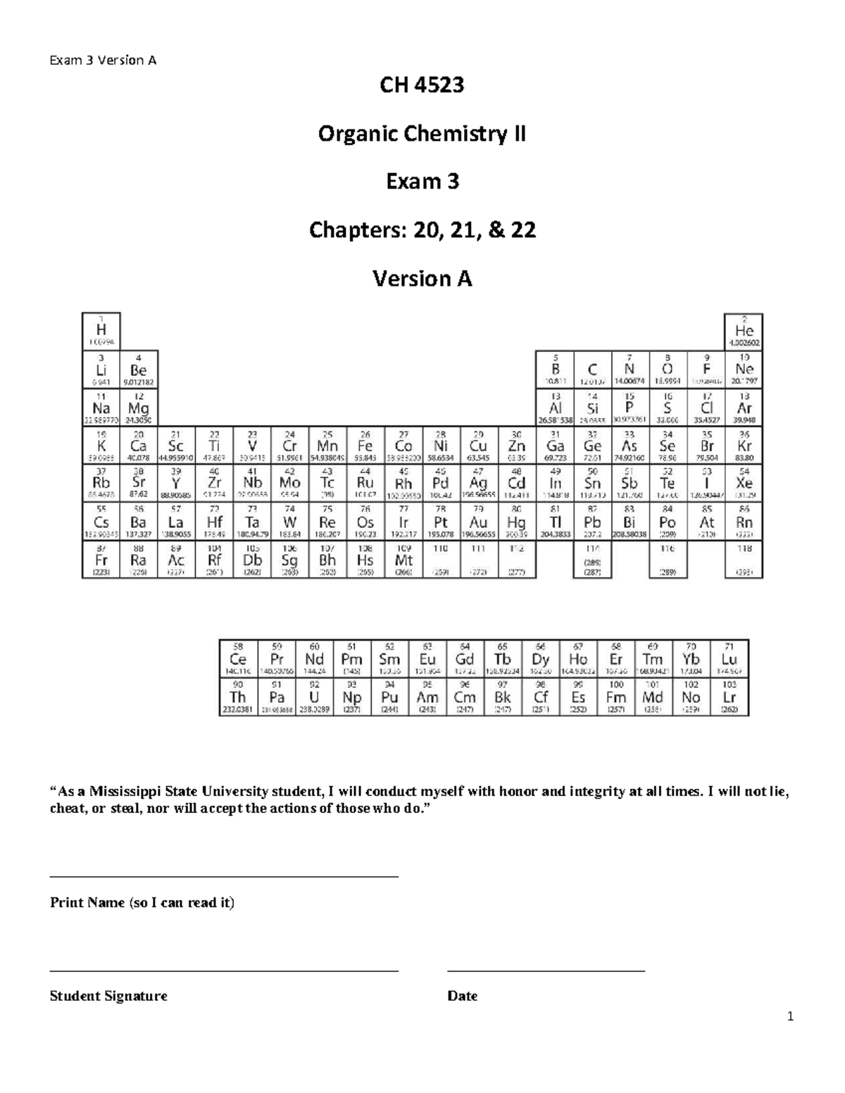 Exam 3 Practice Test CH 4523 Organic Chemistry II Version A - Studocu