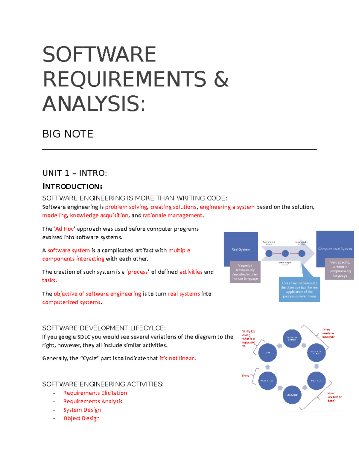 3352 Big Note - all notes - SOFTWARE REQUIREMENTS & ANALYSIS: BIG NOTE ...