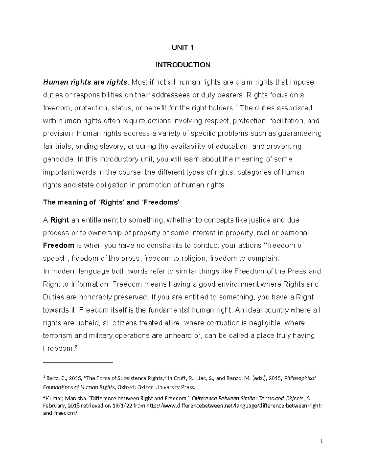 L212 FPD 1 2024 - Human Rights Law: Key Concepts and Principles - Studocu