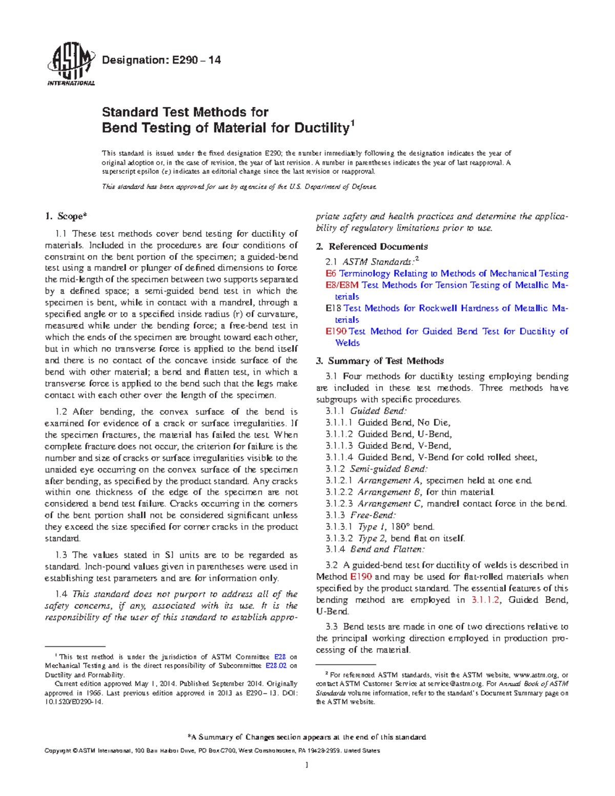 ASTM E290-14: Standard Test Methods for Ductility Bend Testing - Studocu