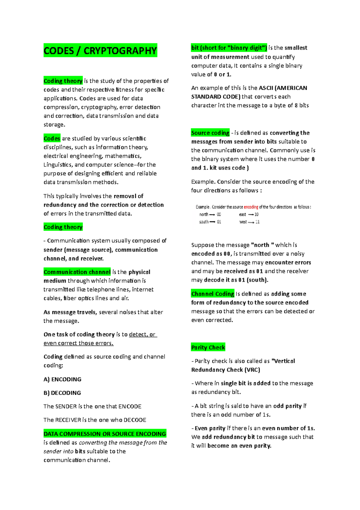 Finals mathm reviewer - CODES / CRYPTOGRAPHY Coding theory is the study ...