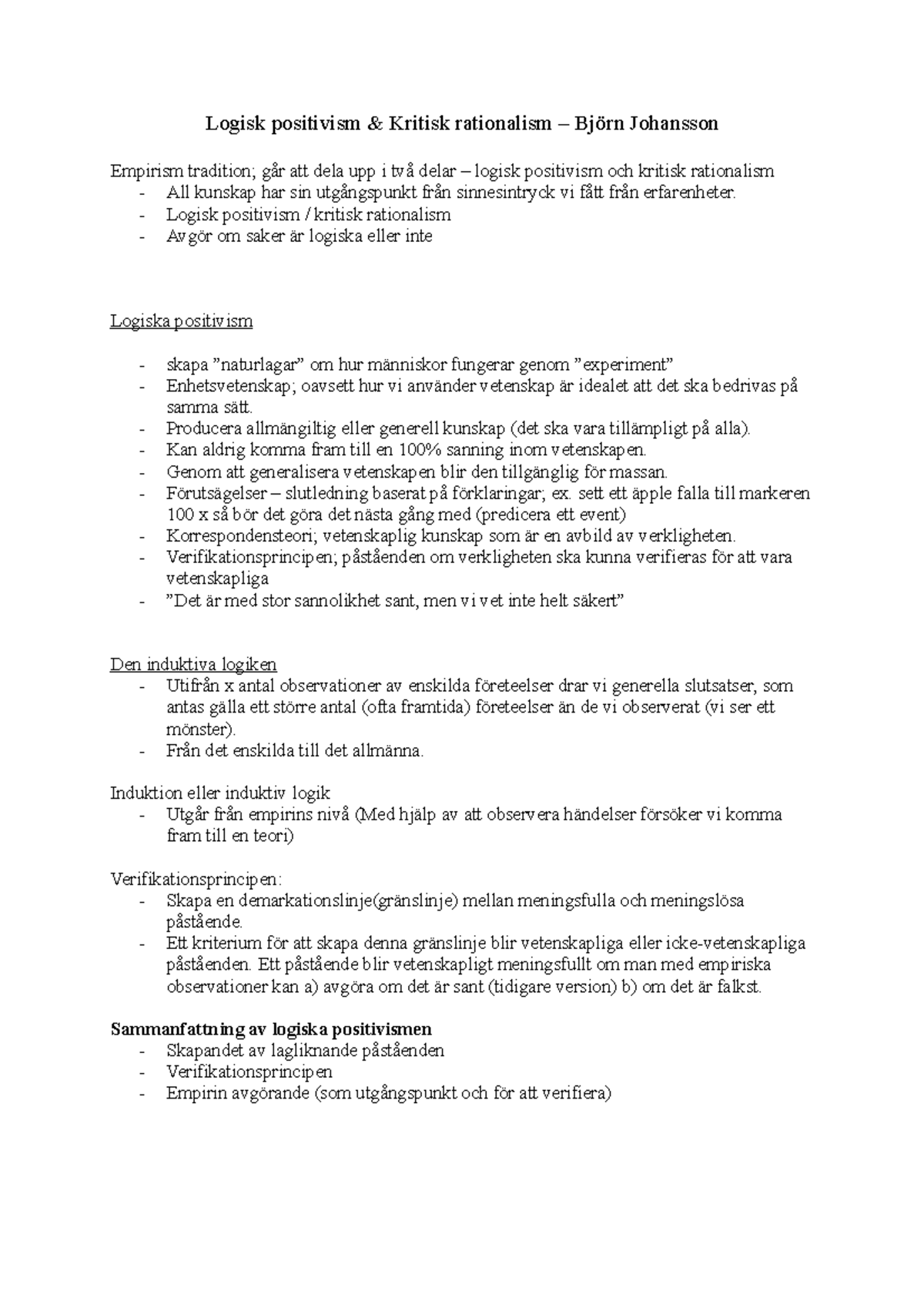 Logisk positivism och kritisk rationalism: En översikt och jämförelse ...