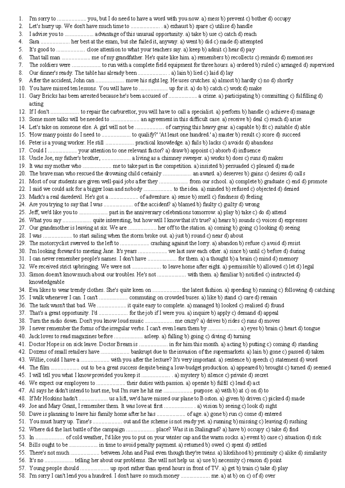 Document 32 - Vocabulary Practice and Usage - Studocu