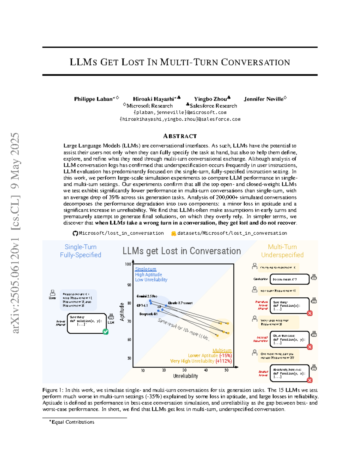 LLMs Get Lost in Multi-Turn Conversations: Insights from Simulation ...
