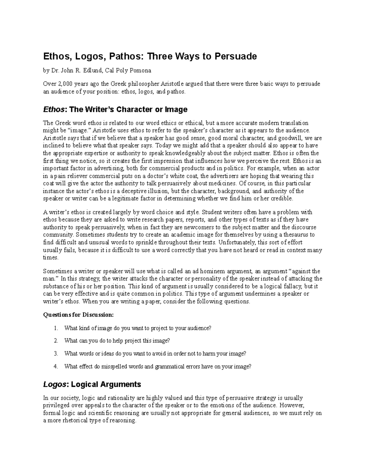 Ethos, Logos, Pathos: 3 Persuasive Strategies for Effective Writing ...