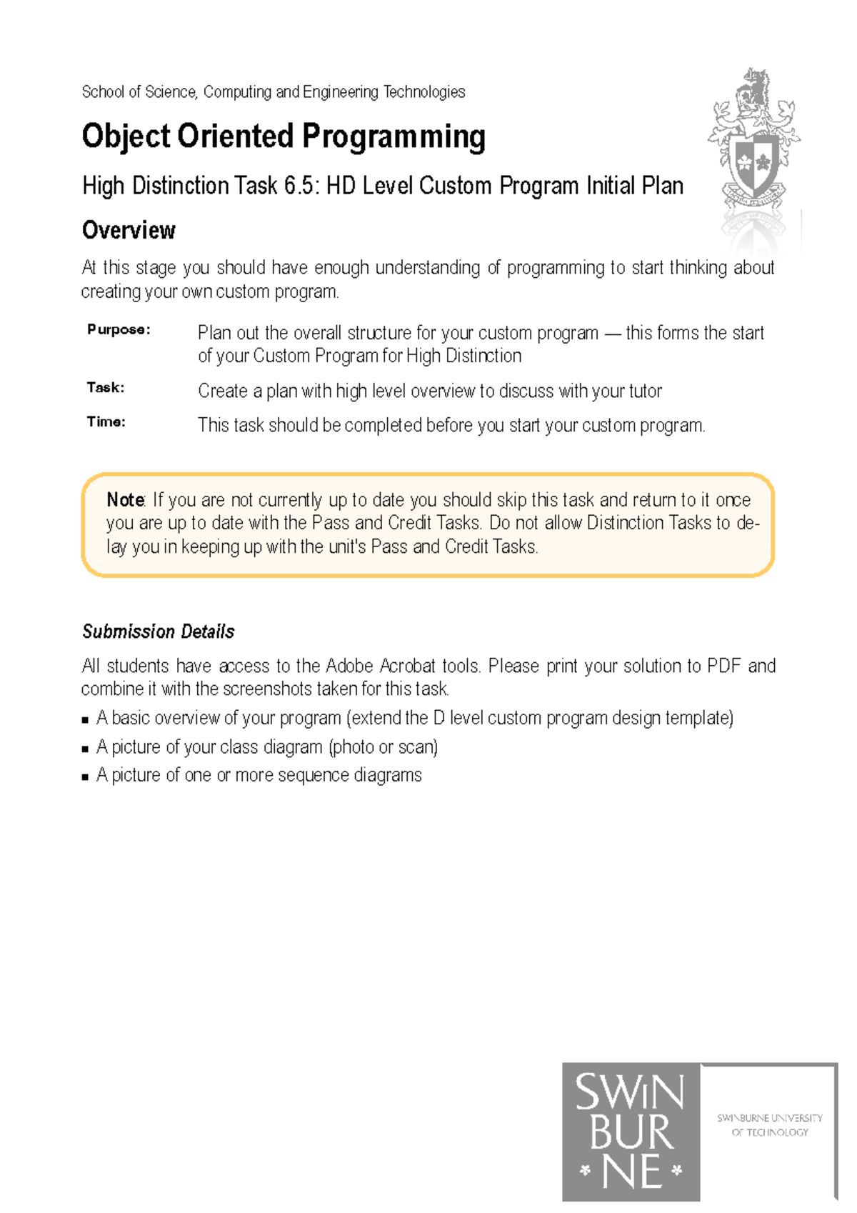 6.5HD - Custom Program Initial Plan for HD Level Programming Task - Studocu