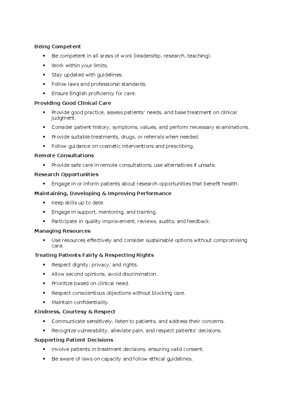 GMC Short Guide: Key Concepts for Competent Clinical Practice - Studocu