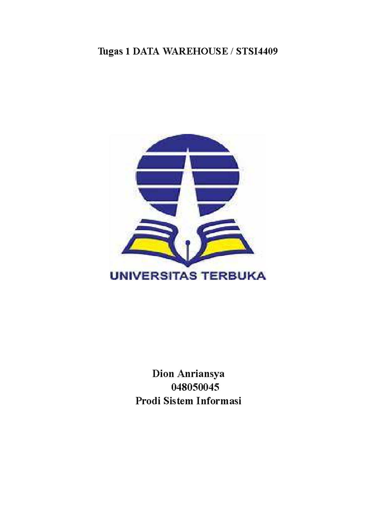 Tugas 1: Karakteristik dan Alur Data Warehouse STSI4409 - Document Preview