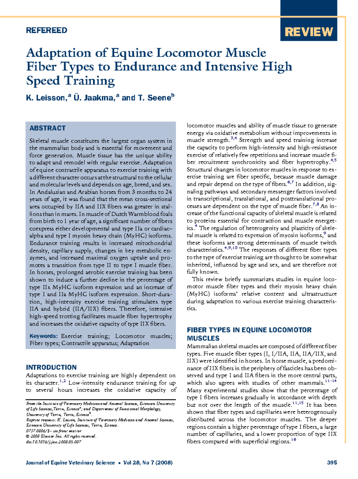 Adaptation of Equine Locomotor Muscle Fiber Types to Training: A Review ...